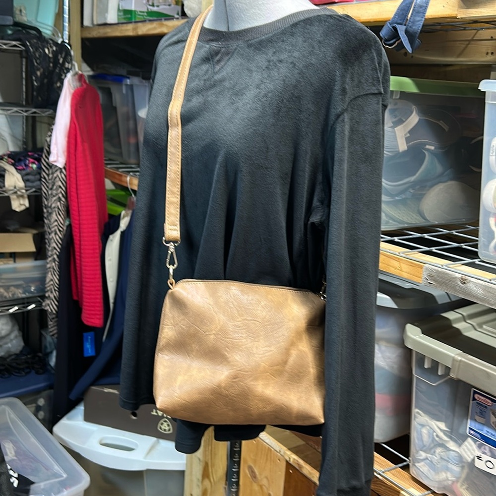 Brown faux‎ leather Crossbody